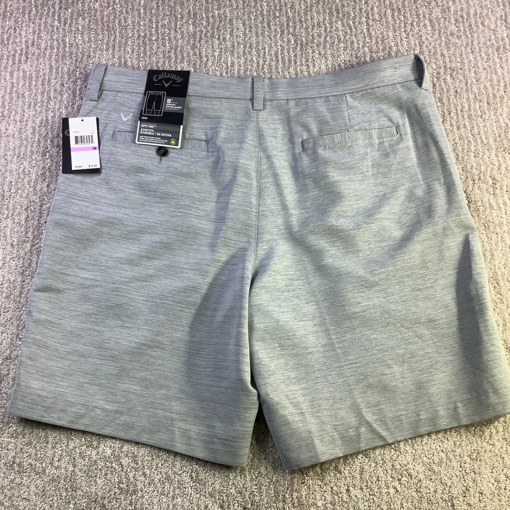 Callaway Mens Golf Shorts 38W‎ Opti-Dri Stretch Sun Protection Gray NWT